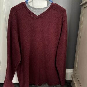 Men's Burgundy V-Neck Sweater